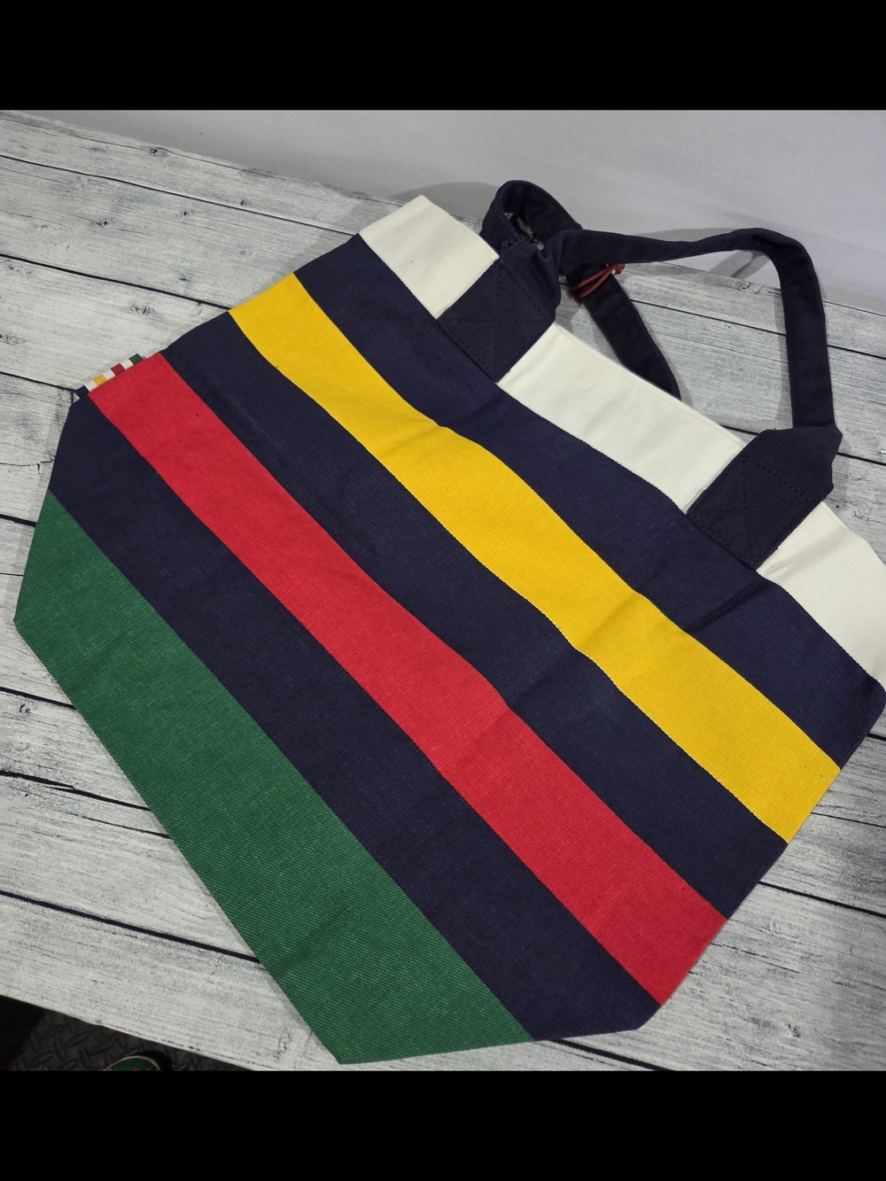 Hudsons Bay Striped Canvas Tote